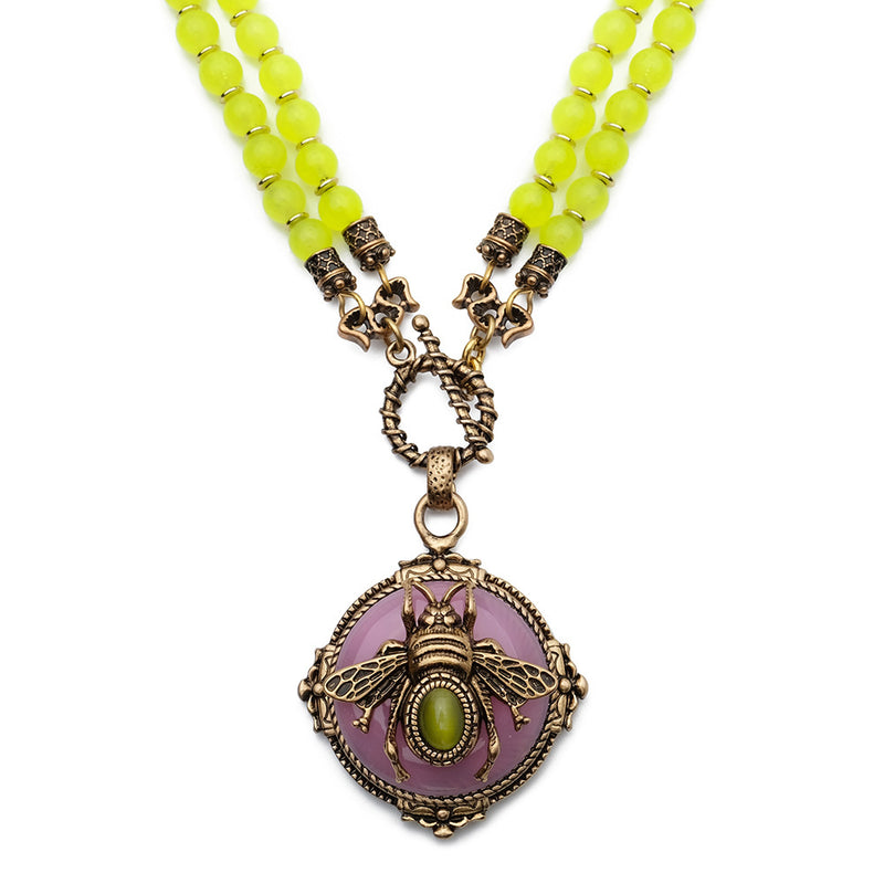 vintage agate beaded necklace, view 6 - MRSLM