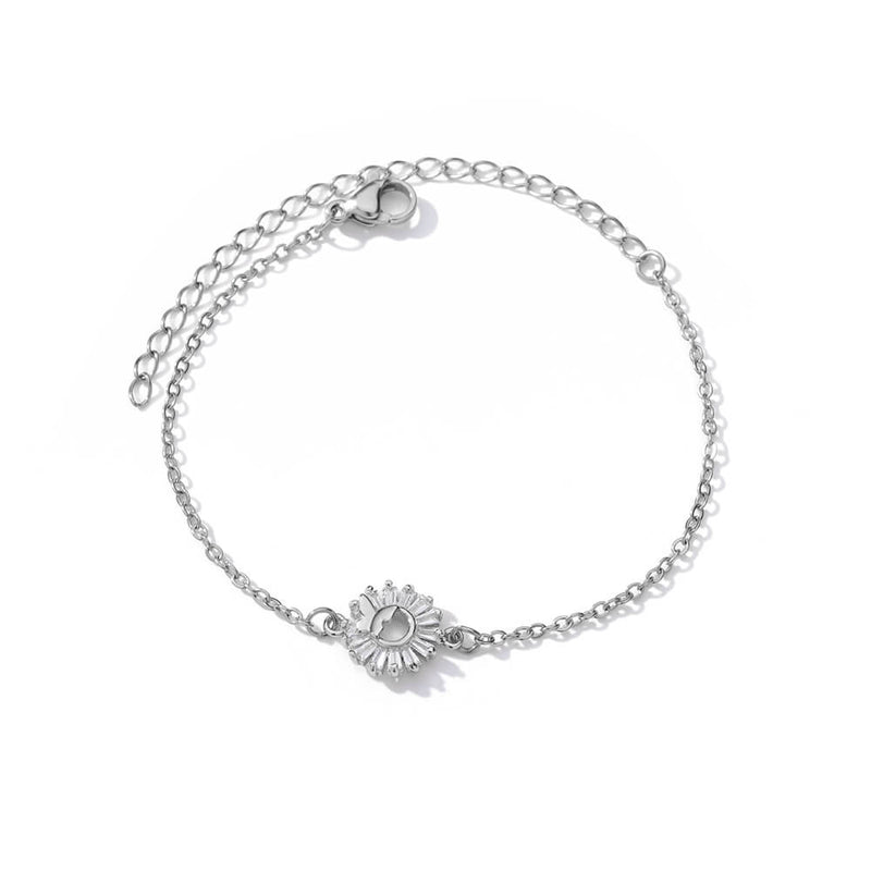 stainless steel sunflower charm bracelet, view 8 - MRSLM