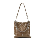 split leather chain tote bag, view 2 - MRSLM