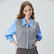 gray knitted vest for women - MRSLM