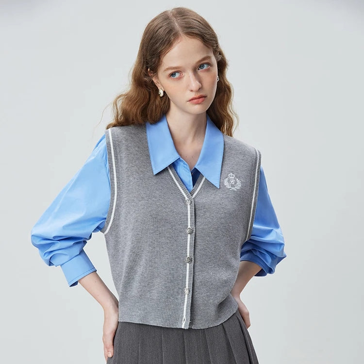 gray knitted vest for women - MRSLM