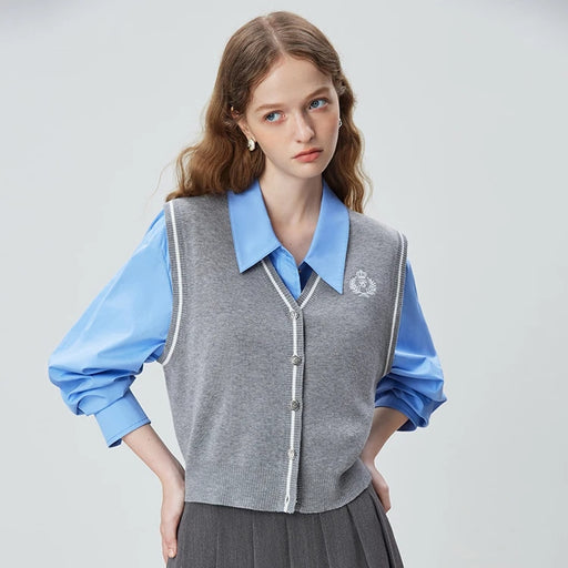 gray knitted vest for women - MRSLM