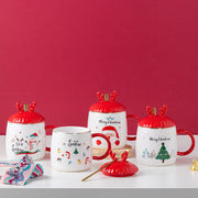 Christmas ceramic mug with lid and spoon, view 4 - MRSLM