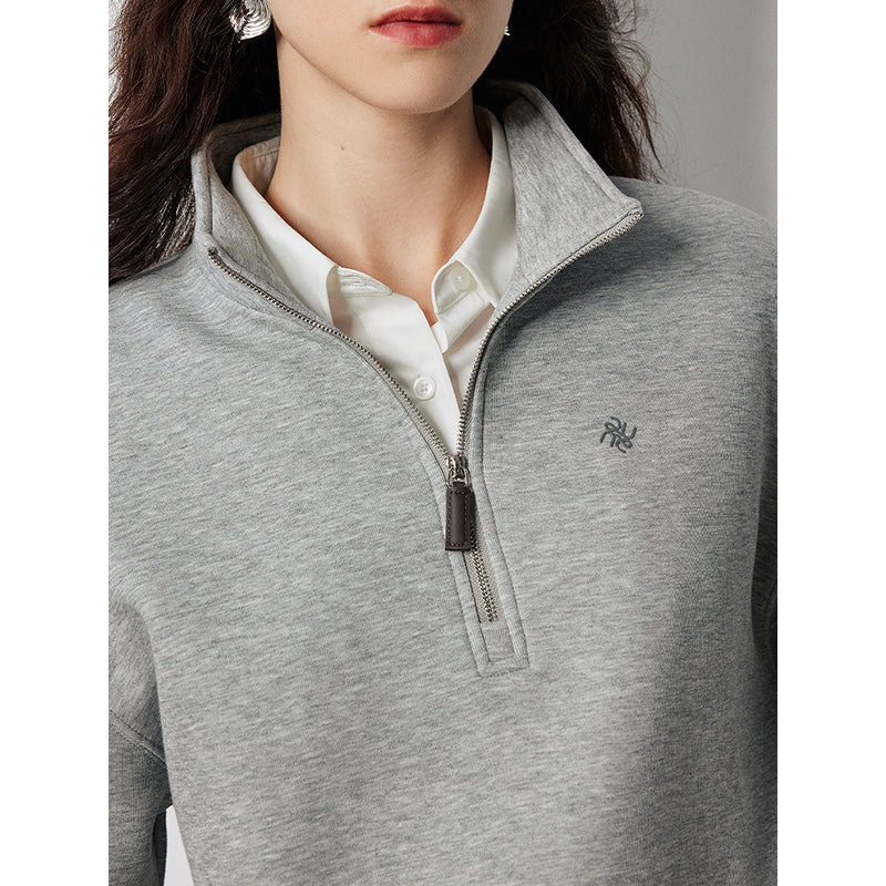 open slit zipper pullover sweatshirt, view 6 - MRSLM