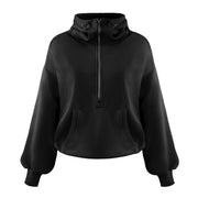 women's half-zip hoodie with pockets, view 23 - MRSLM