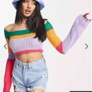 women's openwork knit off shoulder sweater - MRSLM