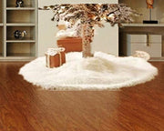 White plush faux fur Christmas tree skirt, view 5 - MRSLM