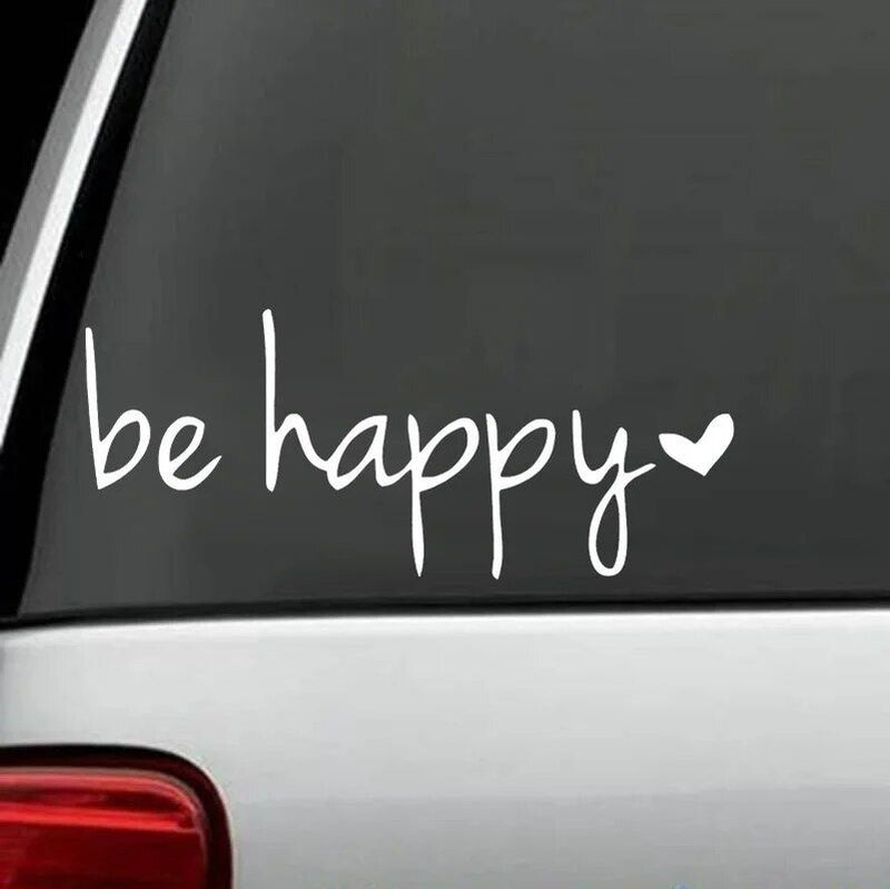 be happy vinyl decal sticker, view 5 - MRSLM
