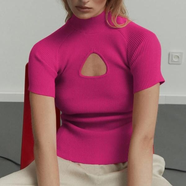 Women's half high collar knitted pullover, view 7 - MRSLM