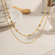 double layer heart necklace, view 3 - MRSLM