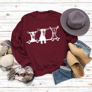 cute alpaca print crew neck sweatshirt, view 6 - MRSLM