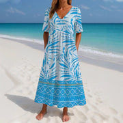 loose printed short sleeve dress, view 2 - MRSLM