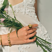 gold daisy flower open ring, view 4 - MRSLM