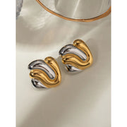 gold plated geometric bump earrings, view 6 - MRSLM