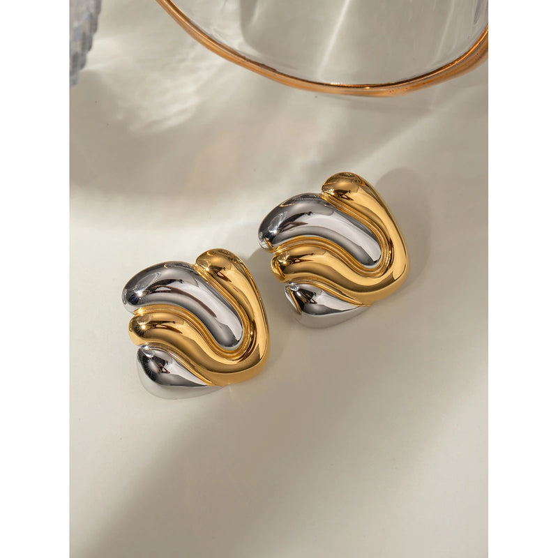 gold plated geometric bump earrings, view 6 - MRSLM