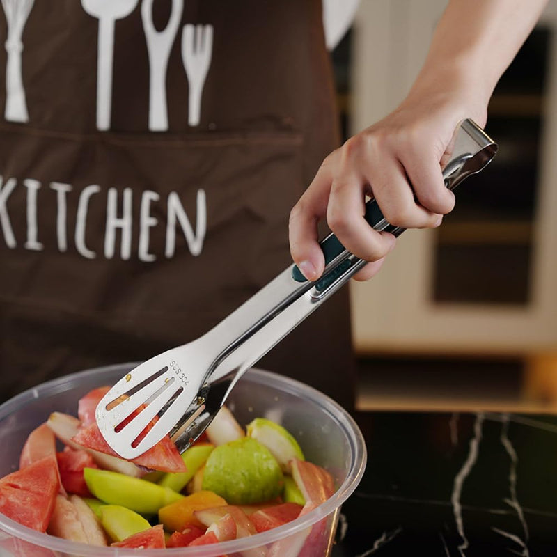 non-slip stainless steel food tongs, view 5 - MRSLM