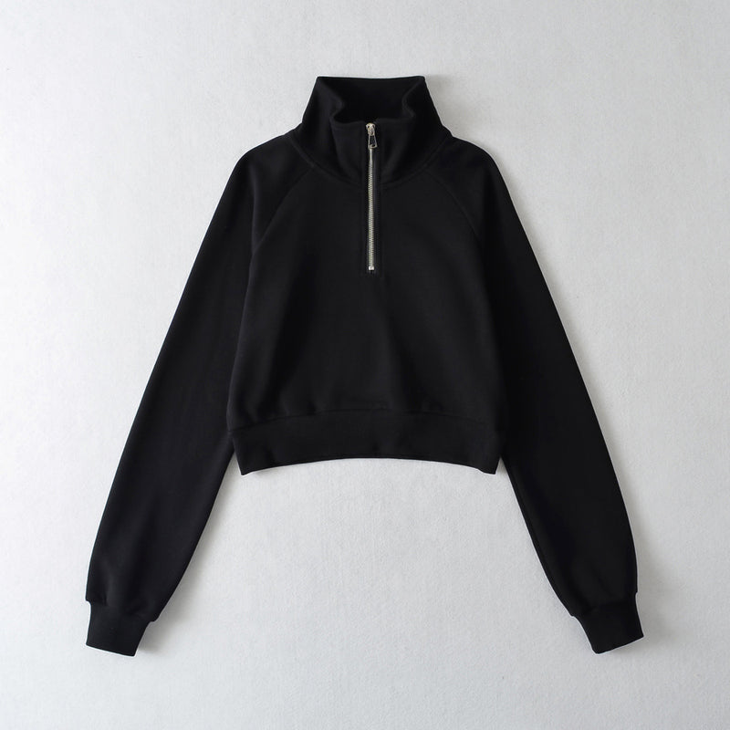 raglan sleeve stand collar half zip sweater, view 3 - MRSLM