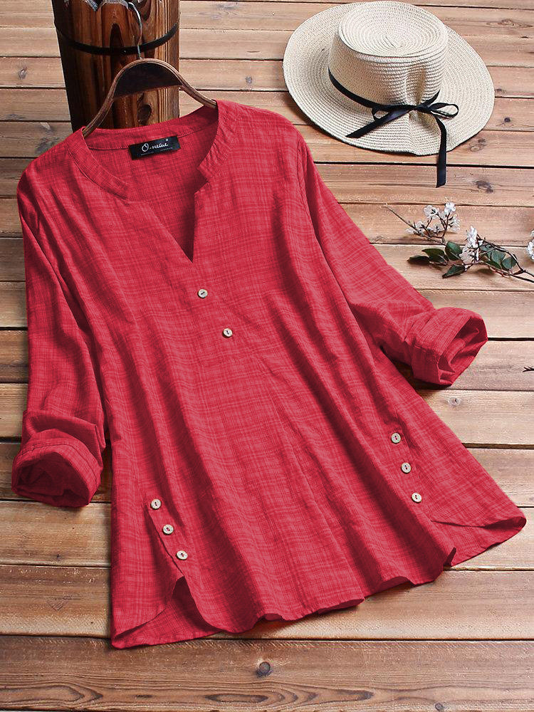 women's irregular hem button top, view 5 - MRSLM