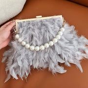 feather pearl top-handle clutch, view 2 - MRSLM