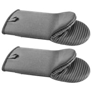 Gray cotton oven mitts with silicone grip - MRSLM