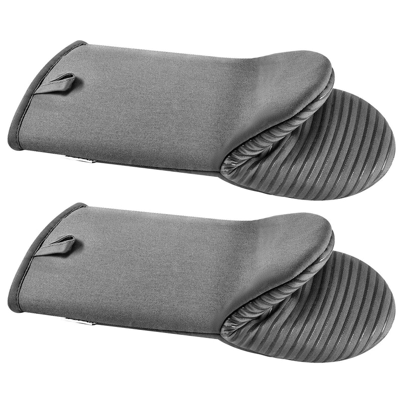 Gray cotton oven mitts with silicone grip - MRSLM