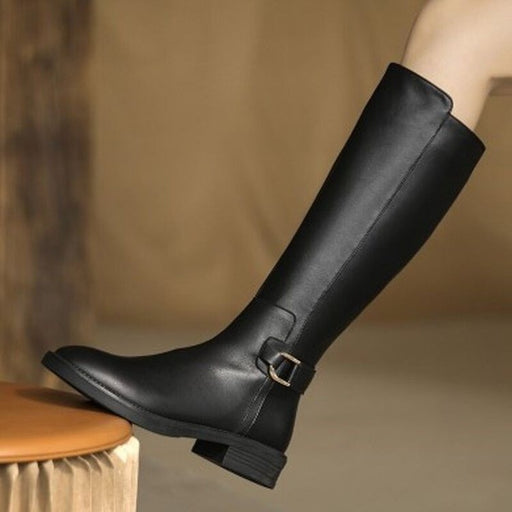Women's black knee high riding boots - MRSLM