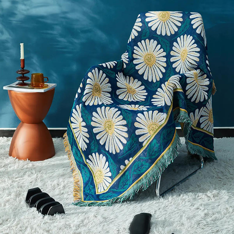 retro jacquard boho cotton linen sofa blanket, view 7 - MRSLM