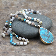 women's bohemian agate drop necklace, view 3 - MRSLM