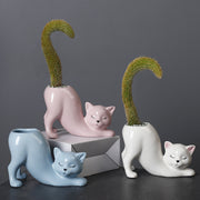 cat tail porcelain flower pot, view 5 - MRSLM