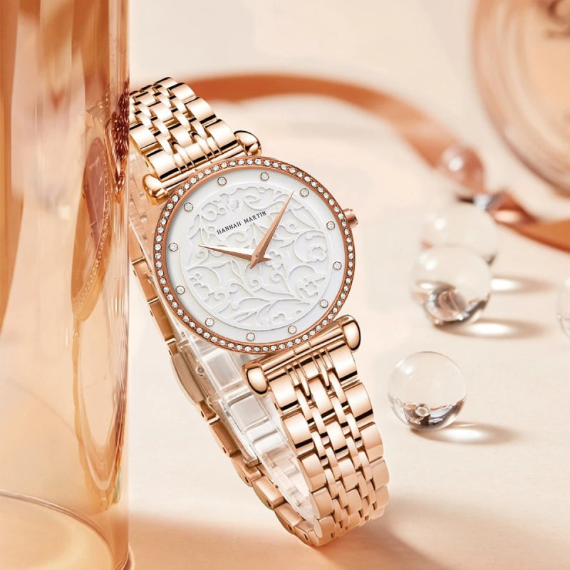 women's 3D dial stainless steel quartz watch, view 5 - MRSLM