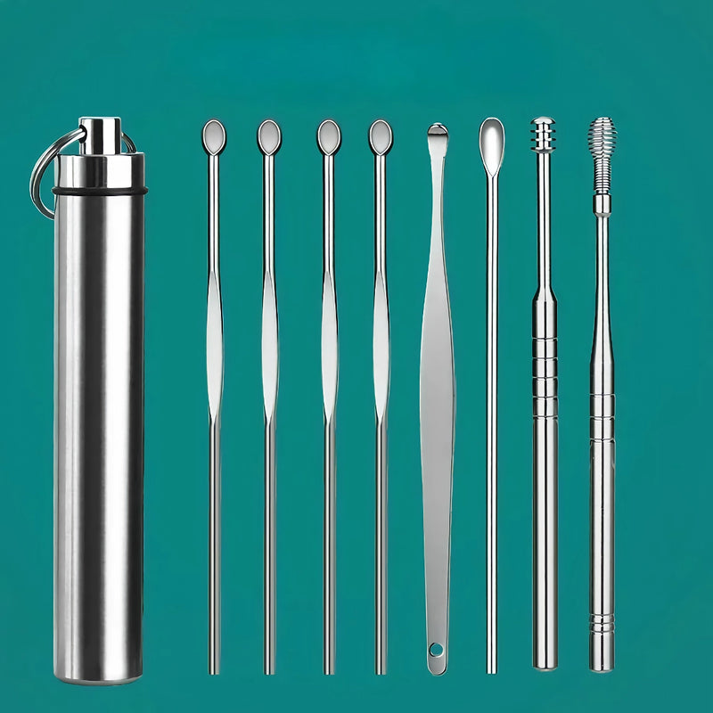 stainless steel ear care tool set, view 2 - MRSLM