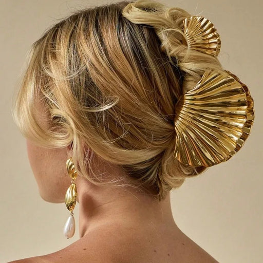 gold metal shell hair claw clip - MRSLM