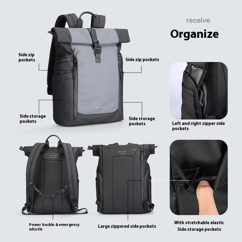 Oxford cloth commute backpack, view 4 - MRSLM