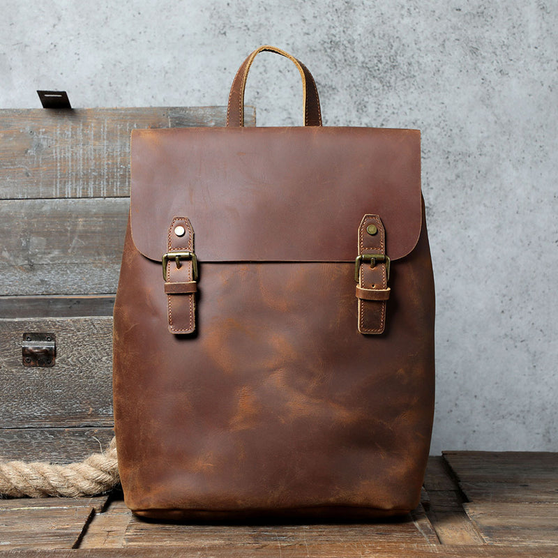 retro cowhide backpack, view 5 - MRSLM