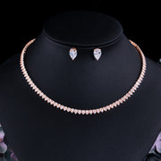 zircon heart necklace and earrings set, view 5 - MRSLM