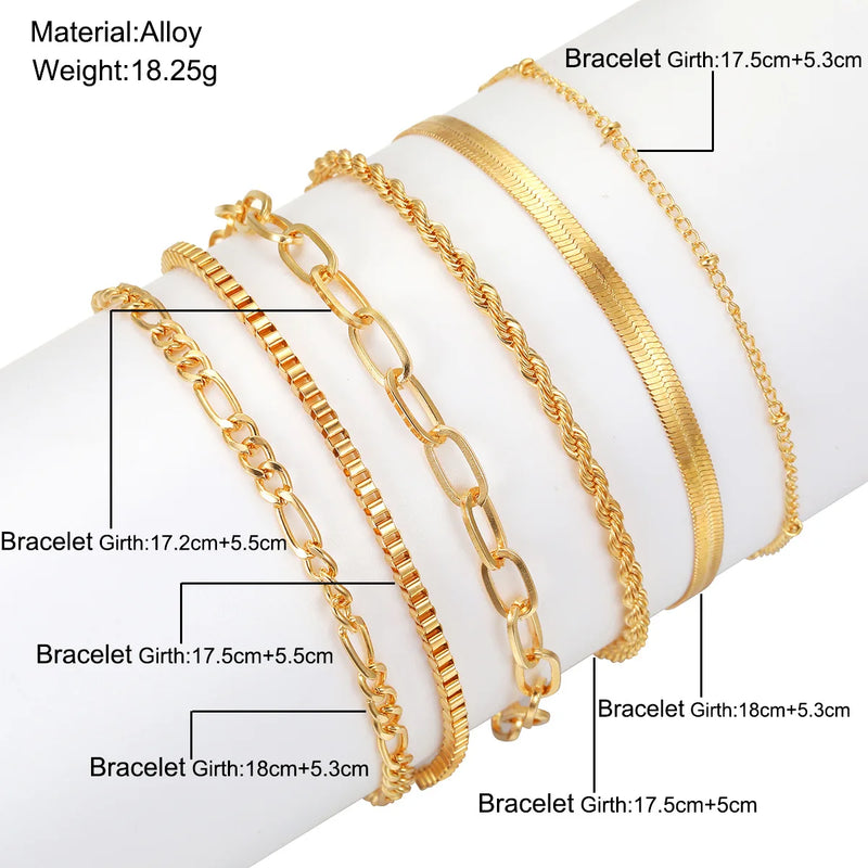 6-piece gold bracelet set, view 11 - MRSLM
