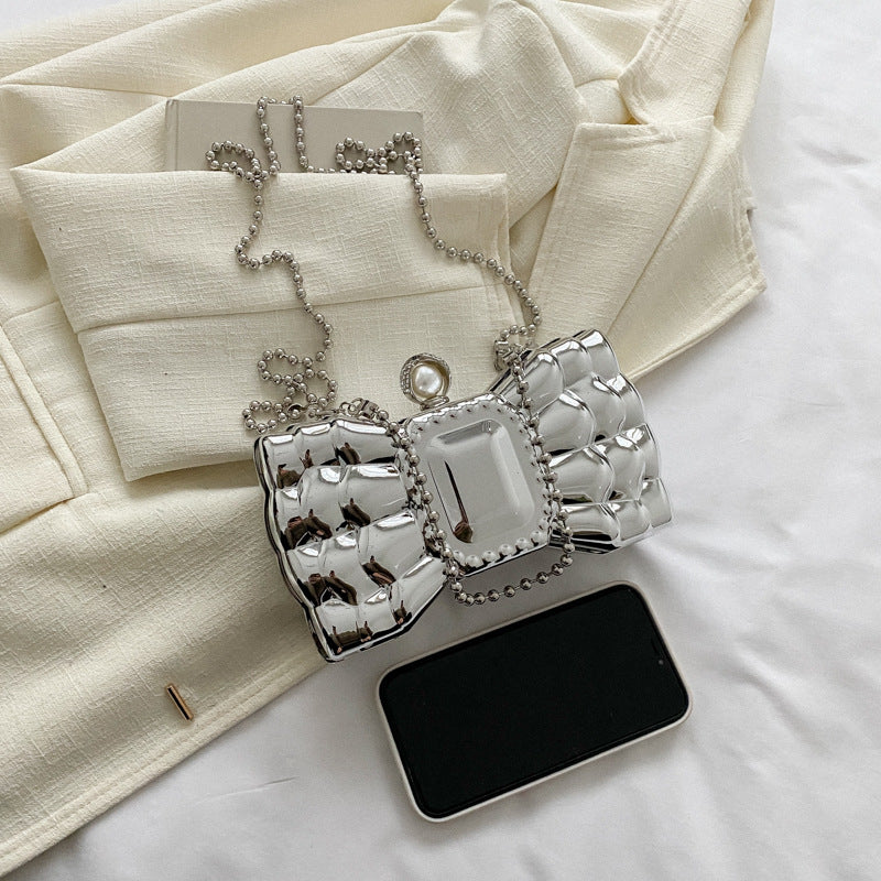 acrylic bow chain handbag, view 6 - MRSLM