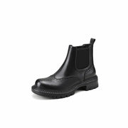 women's leather ankle boots with thick heels, view 2 - MRSLM