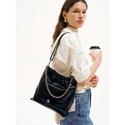 split leather chain tote bag, view 10 - MRSLM