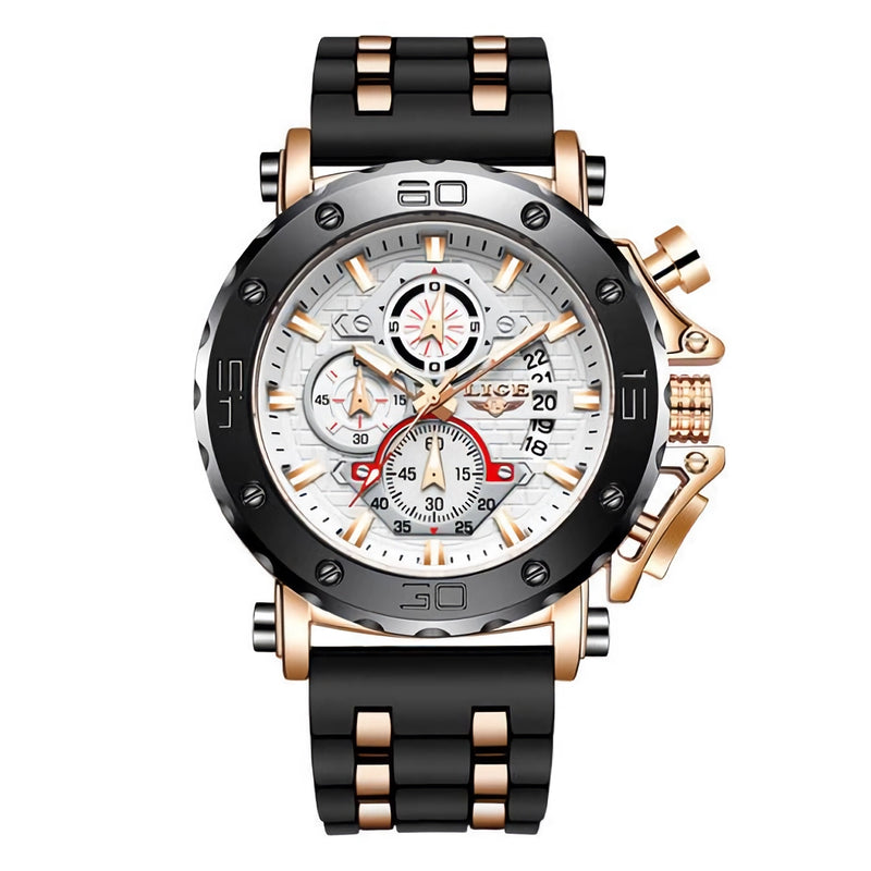 men's sports chronograph silicone watch, view 6 - MRSLM
