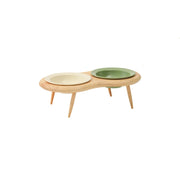 Elevated ceramic pet bowls with wooden stand, view 19 - MRSLM