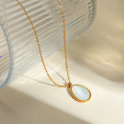 Opal drop pendant necklace, view 2 - MRSLM
