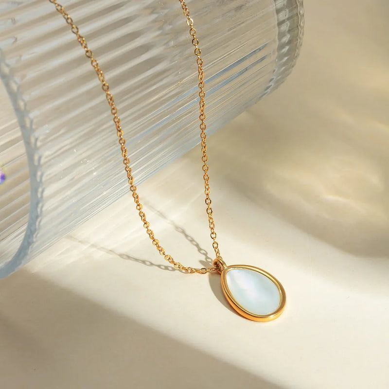 Opal drop pendant necklace, view 2 - MRSLM