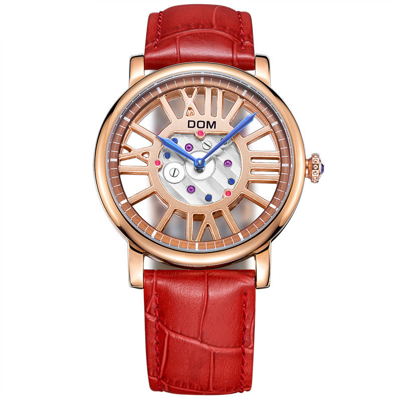 genuine leather hollow quartz watch - MRSLM
