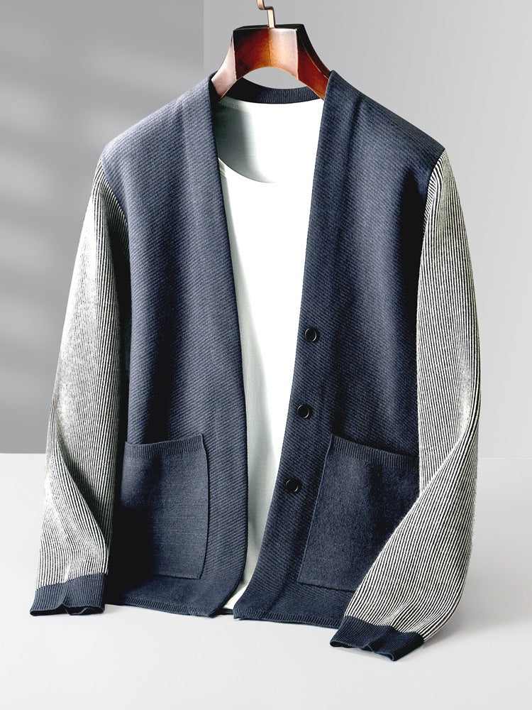 contrast sleeve cardigan sweater, view 5 - MRSLM