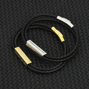 black leather rope letter bracelet, view 3 - MRSLM