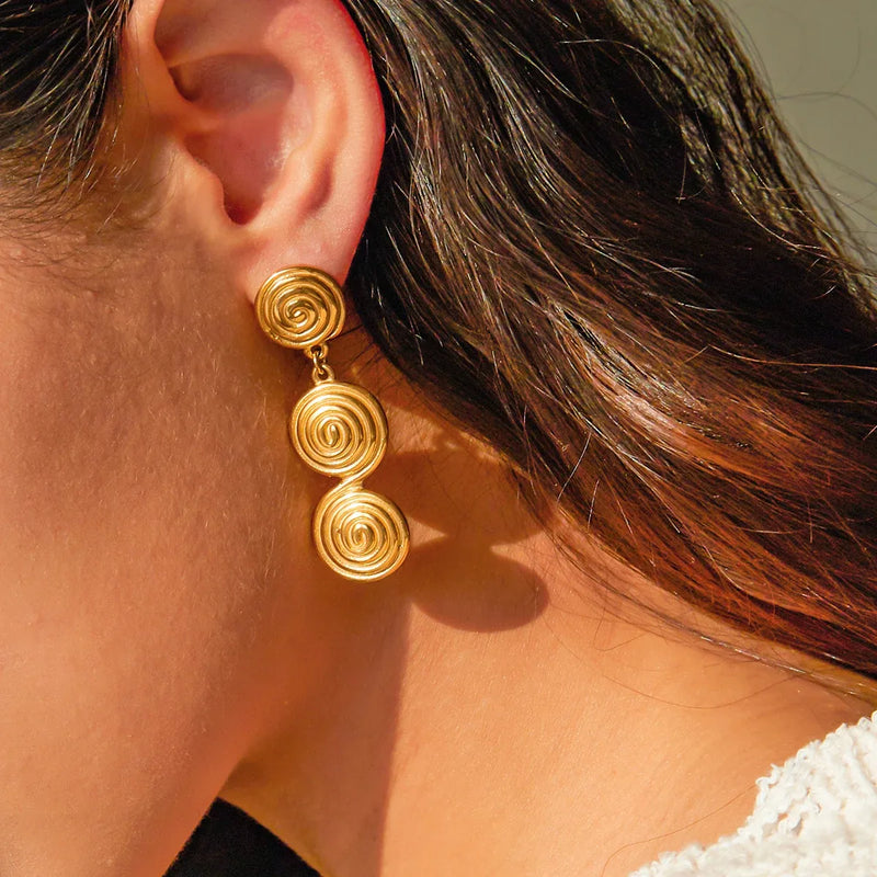 gold plated pendant earrings, view 4 - MRSLM
