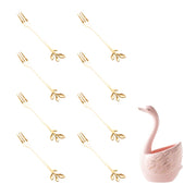 ceramic swan fruit fork set, view 3 - MRSLM