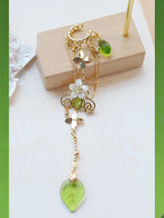 green pearl tassel ear cuff, view 5 - MRSLM