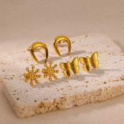 gold butterfly stud earrings, view 9 - MRSLM
